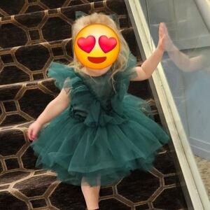 Elegant Green Tulle Dress for Toddlers